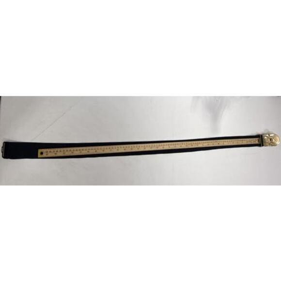 Vintage Nani Lewis XXL Elastic Waistband Blue Large Gold Statement Belt Buckle - Picture 10 of 10